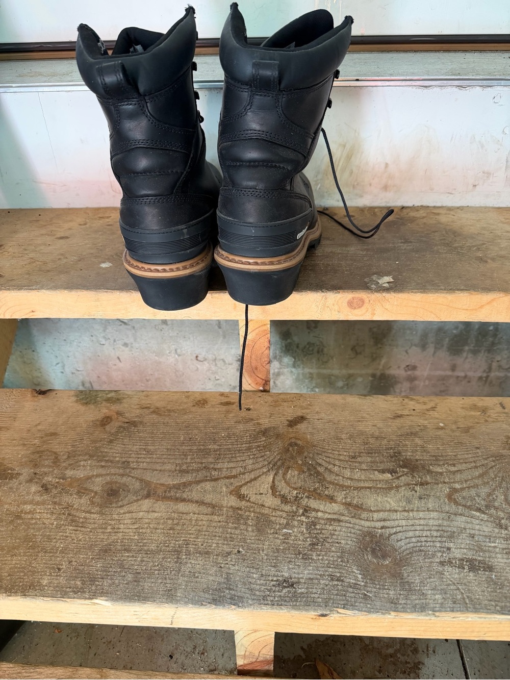 Carhartt Black Work Boots with Brown Welt